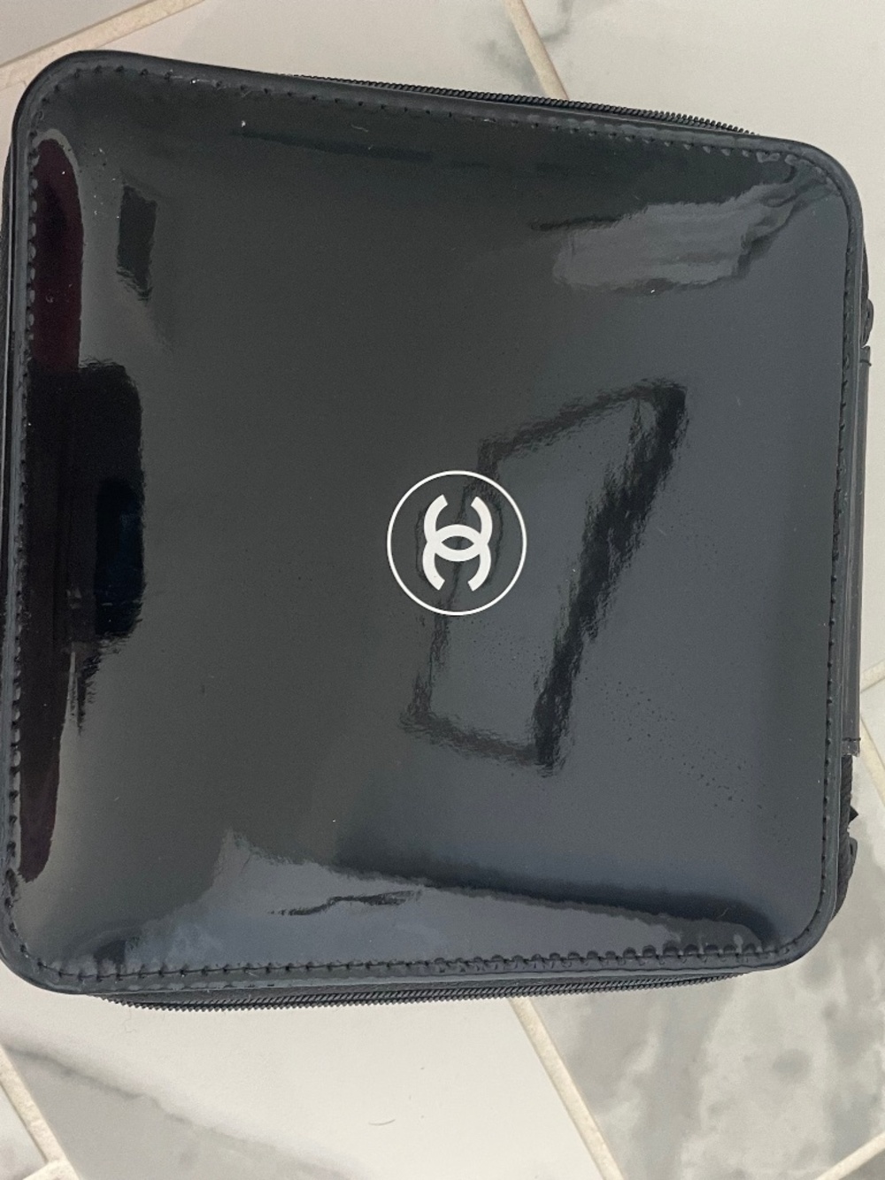 CHANEL Le Lift Black & Pink Zip Cosmetic Vanity Case Authentic Promo